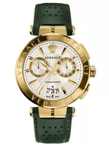 Versace VBR020017 Swiss Aion Chronoghrap Green Leather Strap 45mm Replica watch